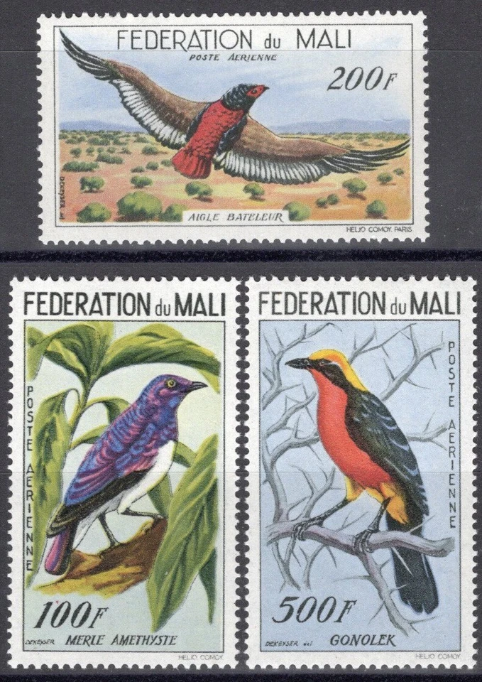 MALI Sc #C2-4 MNH 1960 aves fauna águila estornina alcaudón Foto 1 de 1
