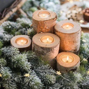 Kreative Holz Kerzenständer Kerzenhalter Teelichthalter Weihnachten Dekoration - Bild 1 von 14