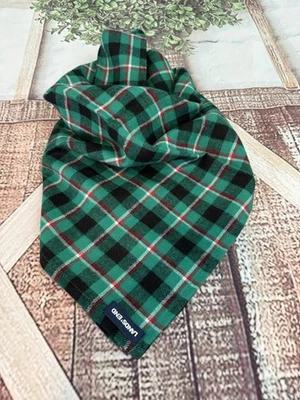 Bandana Lands End verde xadrez algodão cachorro média feriado festivo 5874874 animal de estimação - Imagem 1 de 4