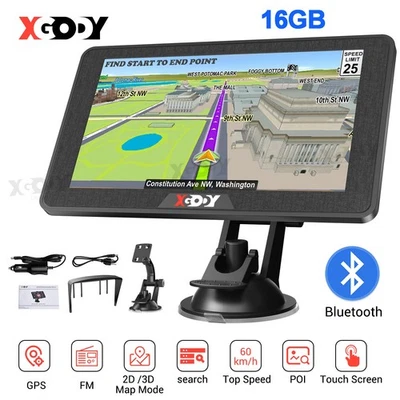 XGODY Bluetooth Navigationsgerät für Auto LKW PKW GPS 7 Zoll Navi TypeC 16G 2025 - Bild 1 von 4