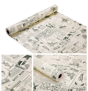 Vintage Newspaper Vinyl Contact Paper Wallpaper Self Adhesive Cabinet Shelf D... - Picture 1 of 7