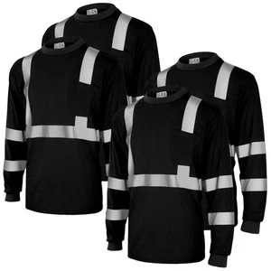 4 Pcs Long Sleeve Safety Shirt High Visibility Reflective Construction Work S... - Picture 1 of 6