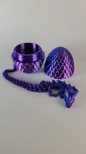 24" Blue/Purple Articulated Crystal Dragon w/ Matching Egg Fidget/Sensory Toy - Picture 1 of 5