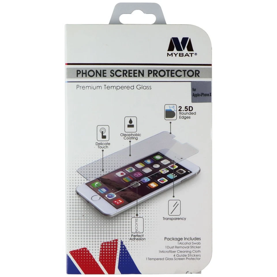 Mybat Premium Tempered Glass Screen Protector for Apple iPhone X - Clear - Image 1 of 2