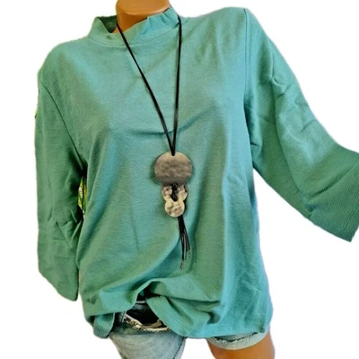 Tom Tailor Pulli Pullover Sweatshirt 3/4 Ärmel grün Damen (266) Oberteil NEU - Bild 1 von 3