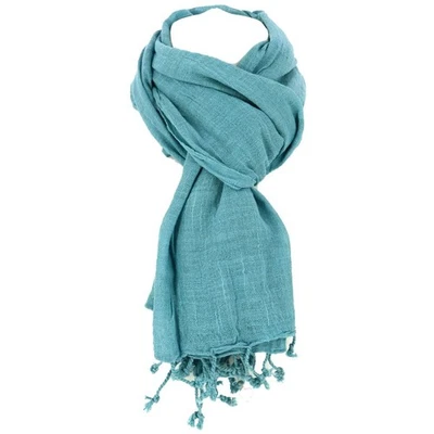 Clj Charles Le Jeune. Chèche. Sahara, Coton. Bleu Turquoise - Uni -