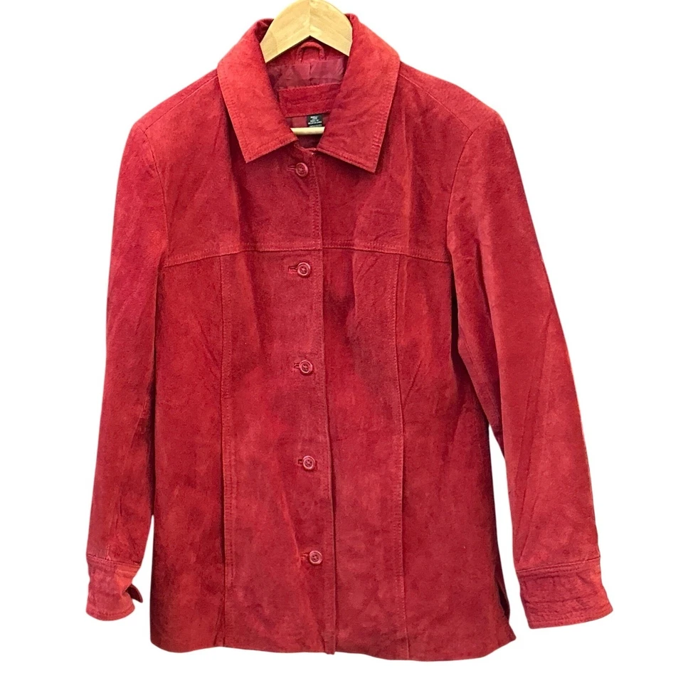 Jaclyn Smith Red Real Suede Button Jacket Small Y2K Retro Western Fall Western - Image 1 of 4