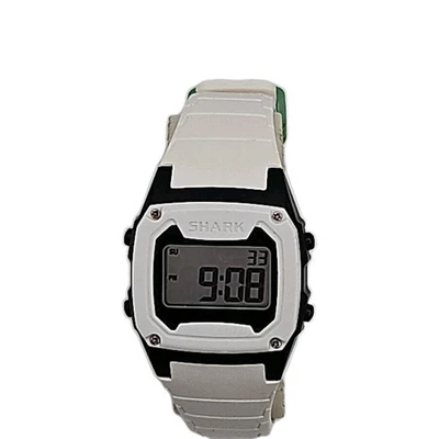 Shark Freestyle White Black Watch 100M Water Resist Backlight Green Strap Holder - Image 1 of 4