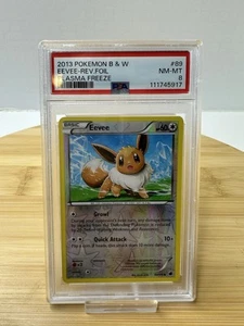 Pokémon Eevee 89/116 2013 blanco y negro lámina inversa congelación de plasma PSA 8 casi nuevo-como nuevo - Imagen 1 de 6