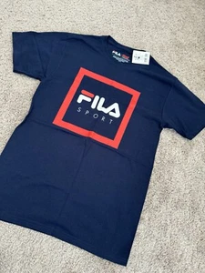 Fila Sport Mens Size S Navy Classic Logo Crew Neck Short Sleeve T Shirt - Picture 1 of 4