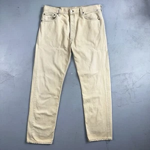 Levis 501 Vintage 90s USA XX Straight Leg Jeans Yellow Khaki 36x32 Act 34x31 - Picture 1 of 18