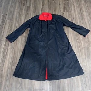 Fox Land by Kathy Myers Trench Coat - Black / Red (Inside Wool Only) Women Sz 42 - Picture 1 of 9