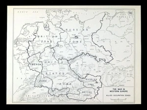 West Point WWII Map Western Europe Allied Occupation Zones Berlin Vienna Germany - Picture 1 of 2
