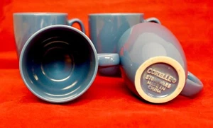 Corelle Stoneware Solid Blue 4 Coffee Cups Mugs Coordinates Country Blue - Picture 1 of 5