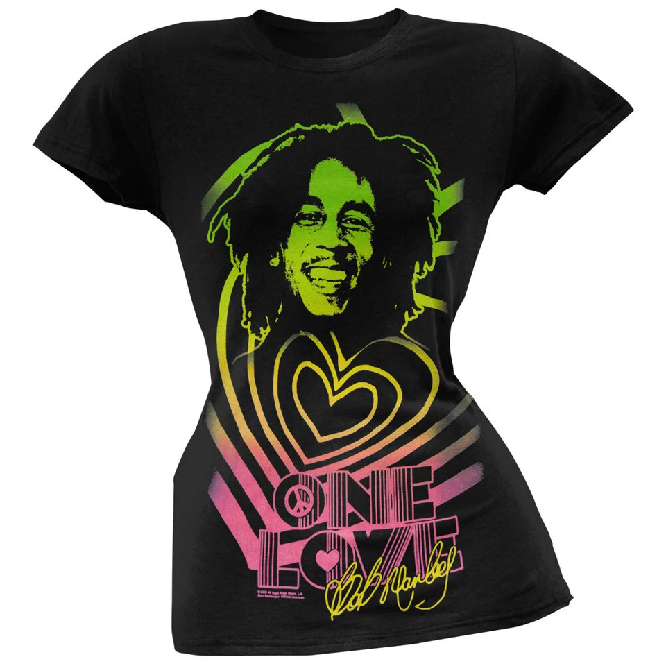 Bob Marley  -  One Love Ripple Hearts Juniors T-Shirt - Image 1 of 1
