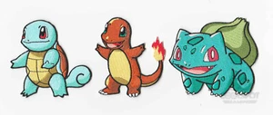 Pokemon bestickter Patch 3er Set - Bulbasaur, Charmander und Squirtle (Kanto) - Bild 1 von 1