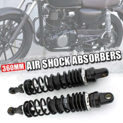 360MM Rear Shock Absorbers Motorcycle 2pcs For Honda GB350 CB350 NC59 Black Pair — 第 1/4 张图片