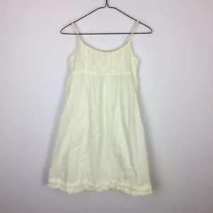 Gap Kids Girls Cami A-line Dress XL/12 Ivory Gold Polka Dot Ruffle Cotton Lined - Picture 1 of 18