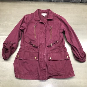 Arizona Jean Co Womens Size Medium Full Zip And Snap Burgundy Jacket - Picture 1 of 12