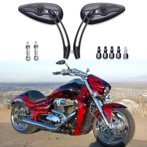 For Suzuki Boulevard M109R M50 M90 C50 S40 S50 Motorcycle Skull Rear View Mirror - Picture 1 of 12