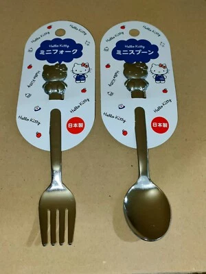 Tenedor cuchara cubiertos Sanrio Hello Kitty acero inoxidable tamaño 13,1 cm hecho en JAPÓN Foto 1 de 2