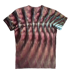 Roll Fold Ice Tie Dye T-Shirt, Unisex M SS Crew, Reddish Purple Wave - Picture 1 of 10