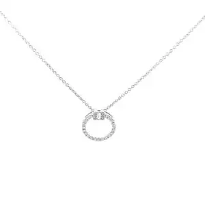 18K White Gold Diamond Circle Chain Necklace - Picture 1 of 7
