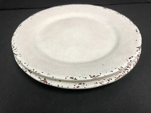 Juego de 2 Platos de Ensalada IL MULINO Rústicos Crackle Peso Pesado MELAMINA Marfil - Imagen 1 de 7