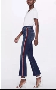 Mother High Waisted Looker Here Kitty Kitty Racer Jeans Blue, Inseam 29, Size 28 - Picture 1 of 11