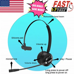 Wireless Noise Cancelling Headset with Mic for PC/Call Center, USB Headphones - Picture 1 of 6