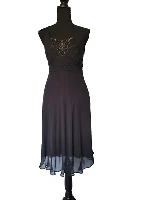 Vestido negro Y2K con cuentas de seda para mujer Jonathan Martin Studio de colección talla 6P Foto 1 de 4