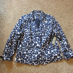 NWT Studio Works Large Navy Blue White Blazer Jacket Great Quality $58 Retail - Bild 1 von 2