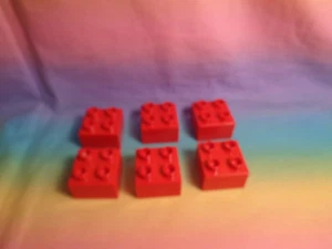 LEGO Duplo 6 Replacement Bricks Red 2 X 2 Dot - Picture 1 of 3