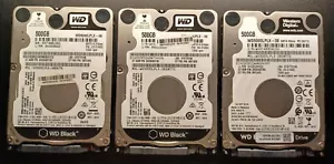 3 Pack of WD Black WD5000LPLX-08, 500GB, 7200 RPM, 2.5" SATA Laptop Hard Drives - Picture 1 of 2
