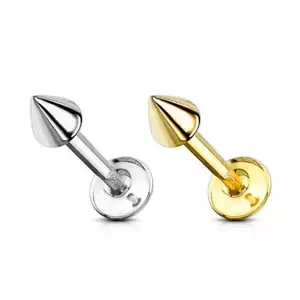 14 Karat Solid Gold Labret / Monroe 16 or 14 Gauge Spike Top Stud - Picture 1 of 9