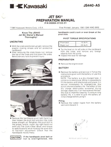 OEM Genuine Kawasaki New Jet Ski Service/Assembly Manual JS440 1981 - Picture 1 of 1