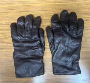 AU ARMY Brown Leather Dress Gloves Nylon Liner Size 8 - Picture 1 of 4