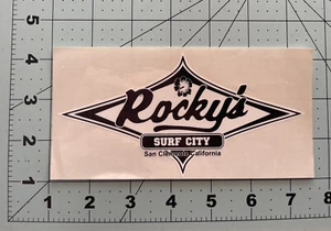Rocky’s Surf City  Surf Shop / Vinyl / Sticker/ Decal/ Vintage / Surfing / Surf - Picture 1 of 1