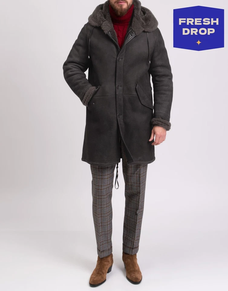 RRP €2350 HERNO Shearling Coat IT50 US40 L Garment Dye Hooded Made in Italy - Image 1 of 4