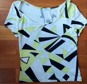 EMILIO PUCCI Geometric pattern Yellow Black White Short sleeve Used item - Picture 1 of 12