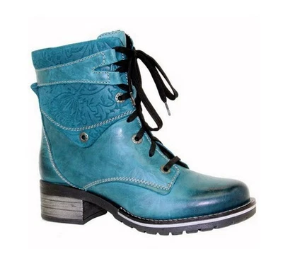 Dromedaris Teal Kara Scrunched Leather Printed Suede Boot Women’s Size 42 - 11.5 - Image 1 of 4