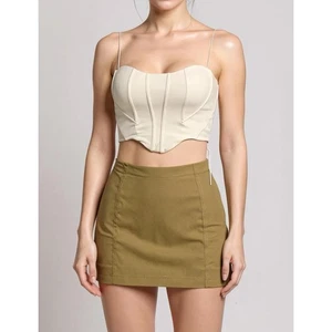 NWT HOUSE OF CB Nisha Sculpting Mini Skirt, Tan, Large - Picture 1 of 12