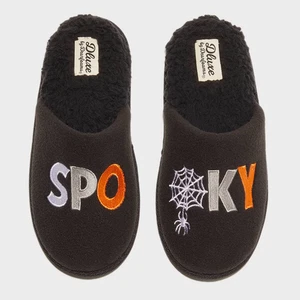 Dluxe by Dearfoams Halloween SPOOKY Memory Foam Slippers Women's Small 5-6 - Picture 1 of 1