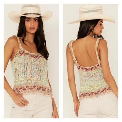 Camiseta sin mangas Free People para mujer Palmetto Boho tejida XS Foto 1 de 4