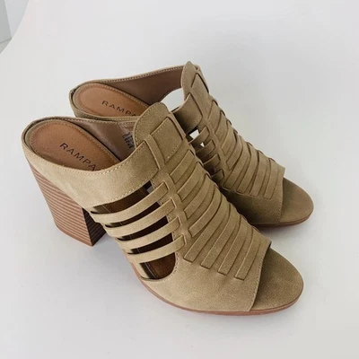 Zapatos para mujer Rampage Vivienne sandalias punta abierta veganos tacón bloque arena marrón talla 9 Foto 1 de 4