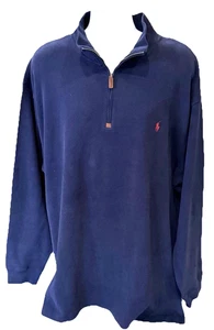 Polo Ralph Lauren 2XLT Quarter Zip Pullover Sweater Hunter Navy Cotton NWT - Picture 1 of 10