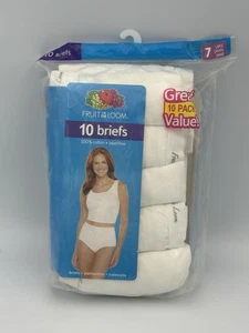 Fruit of the Loom 10 Briefs Women’s Size 7 100% Cotton White NOS Discontinued - Picture 1 of 6