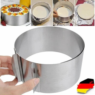 Edelstahl Tortenring Kuchenring Backrahmen Backform mit Skala 16-30cmVerstellbar - Bild 1 von 4