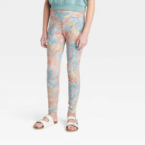 Girls' V-Waist Pocket Leggings - Art Class™ Blue Tie-Dye - Picture 1 of 1