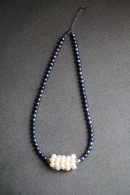 AAA 6mm Black Cultured Pearl Pendant Choker  Necklace 925 16"+2" NWOT - Image 1 of 4